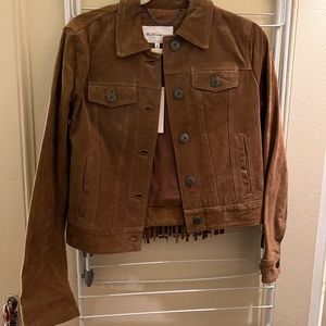 NWT BCBG camel suede jacket with fringe
